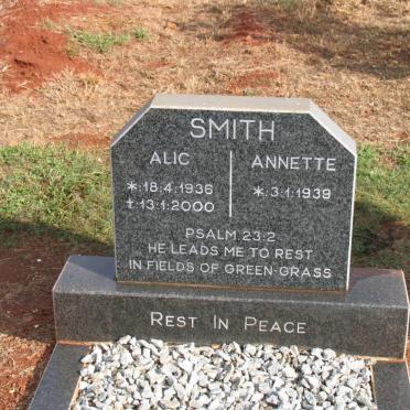 SMITH Alic 1936-2000 Annette 1939-
