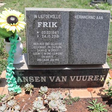 VUUREN Frik, Jansen van 1947-2018