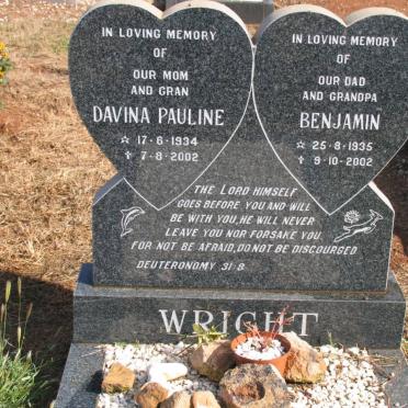 WRIGHT Benjamin 1935-2002 &amp; Davina Pauline 1934-2002