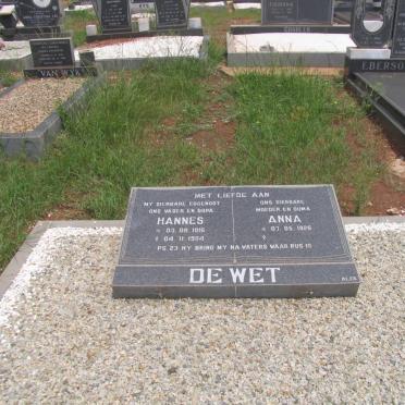 WET Hannes, de 1916-1984 &amp; Anna 1926-