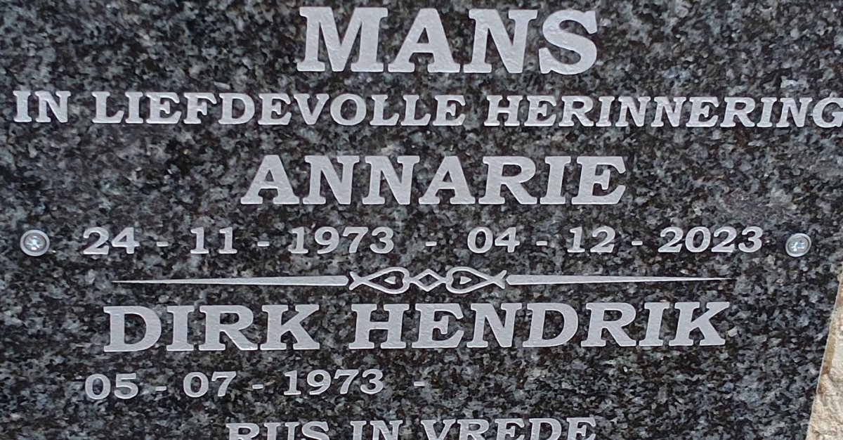 MANS Dirk Hendrik 1973- & Annarie 1973-2023