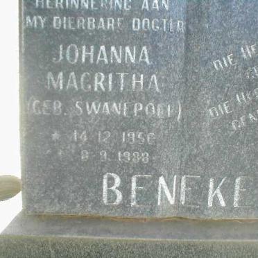 BENEKE Johanna Magritha nee SWANEPOEL 1958-1988