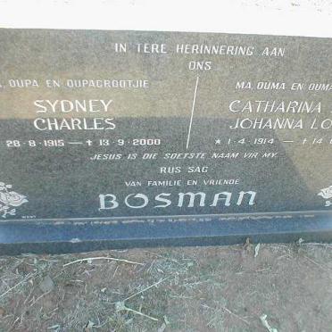 BOSMAN Sydney Charles 1915-1987 &amp; Catharina Maria Johanna Louisa 1914-1987