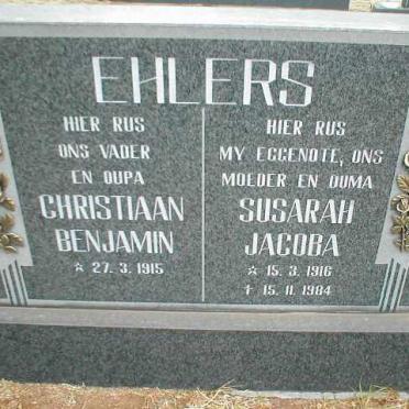 EHLERS Christiaan Benjamin 1915- &amp; Susarah Jacoba 1916-1984