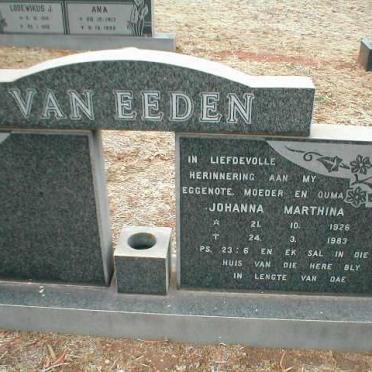 EEDEN Johanna Marthina, van 1926-1983