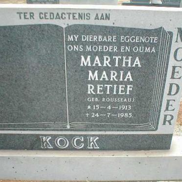 KOCK  Martha Maria Retief geb. ROUSSEAU 1913-1985