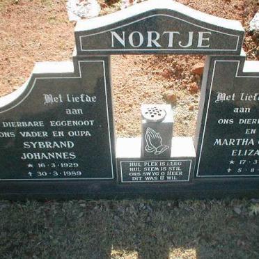NORTJE Sybrand Johannes 1929-1989 &amp; Martha Christina Elizabeth 1940-1998
