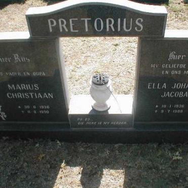 PRETORIUS Marius Christiaan 1936-1990 &amp; Ella Johanna Jacoba 1936-1988