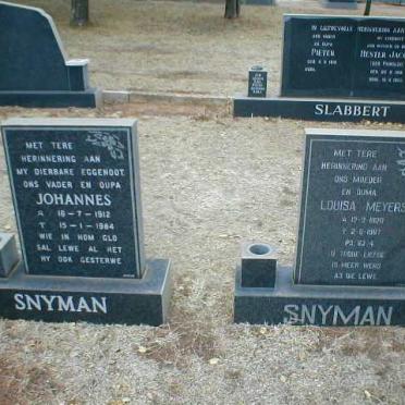 SNYMAN Johannes 1912-1984 &amp; Louisa Meyers 1920-1987