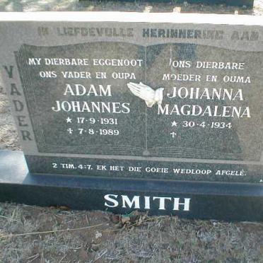 SMITH Adam Johannes 1931-1989 &amp; Johanna Magdalena 1934-