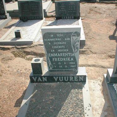 VUUREN Emmarentia Fredrika, van 1904-1982