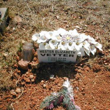 VETTER Hester Elizabeth 1927 - 2003