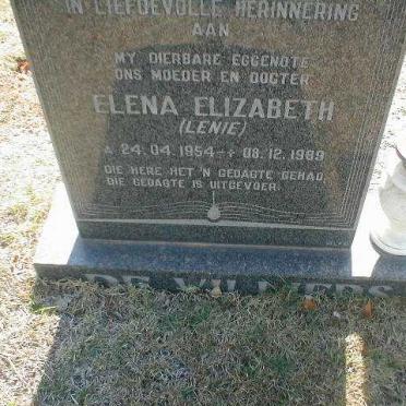 VILLIERS Elena Elizabeth, de 1954-1989