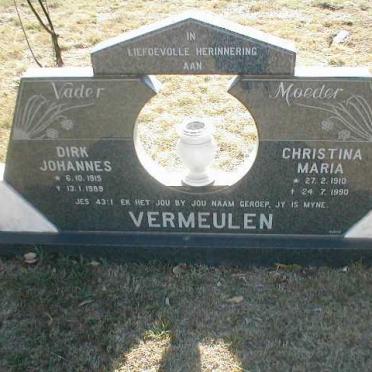 VERMEULEN Dirk Johannes 1915-1989 &amp; Christina Maria 1910-1990