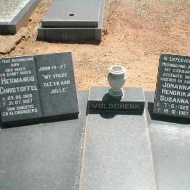 VOLSCHENK Hermanus Christoffel 1920-1997 &amp; Johanna Hendrika Susanna 1925-1987