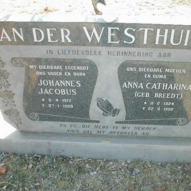 WESTHUIZEN Johannes Jacobus, van der 1917-1989 &amp; Anna Catharina BREEDT 1924-1992