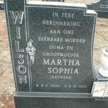 WILSON Martha Sophia geb. REYNEKE 1900-1985
