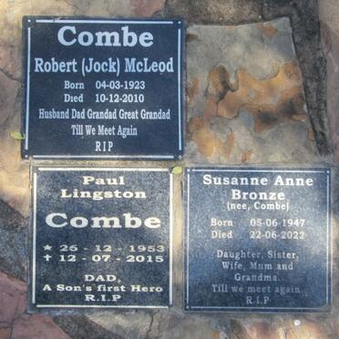 COMBE Robert McLeod 1923-2010 :: BRONZE Susanne Anne nee COMBE 1947-2022 :: COMBE Paul Lingston 1953-2015 
