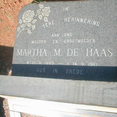 HAAS Martha M., de 1880-1961