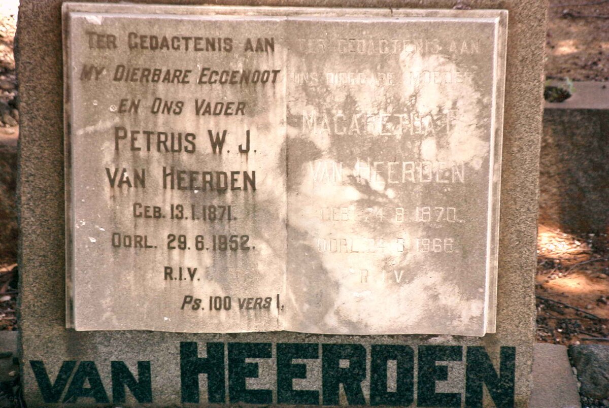 HEERDEN Petrus W.J., van 1871-1952 &amp; Magaretha F. 1870-1966