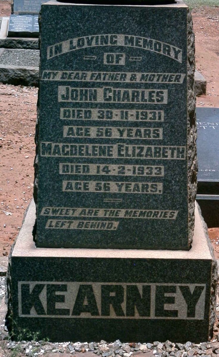 KEARNEY John Charles -1931 &amp; Magdelene Elizabeth -1933