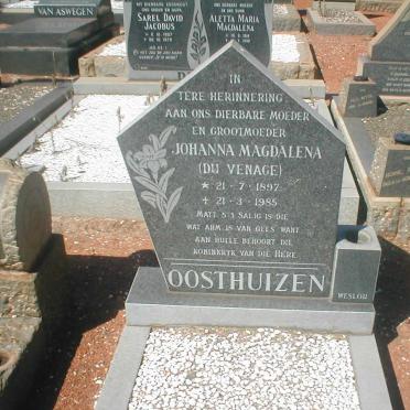 OOSTHUIZEN Johanna Magdalena nee DU VENAGE 1897-1985