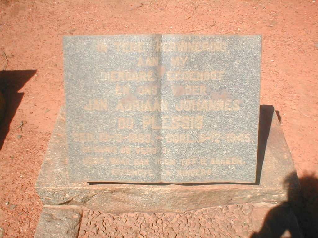 PLESSIS Jan Adriaan Johannes, du 1883-1945