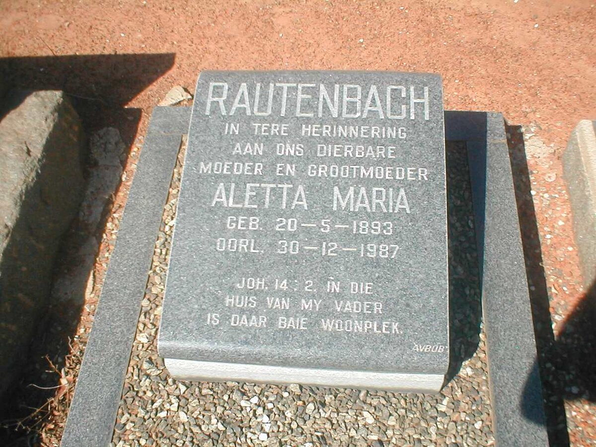 RAUTENBACH Aletta Maria 1893-1987