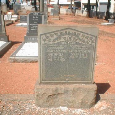 TONDER Jacobus, van 1907-1946 &amp; Martha LIEBENBERG 1875-1946