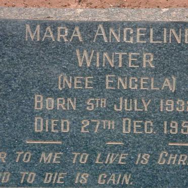 WINTER Mara Angeline nee ENGELA 1932-1951
