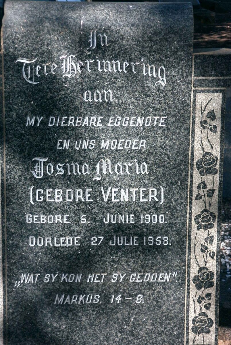 ? Josina Maria nee VENTER 1900-1958