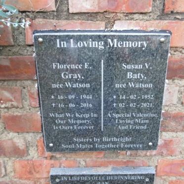 GRAY Florence E. nee WATSON 1944-2016 :: BATY Susan V. nee WATSON 1952-2021