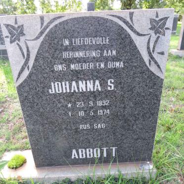ABBOTT Johanna S. 1892-1974