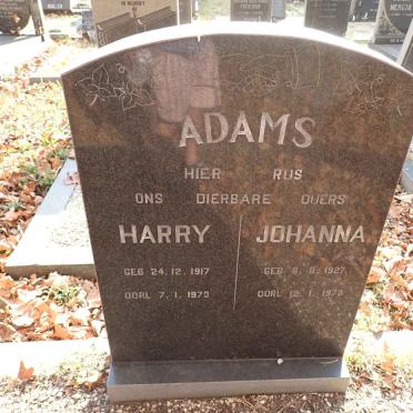 ADAMS Harry 1917-1973 &amp; Johanna 1927-1973