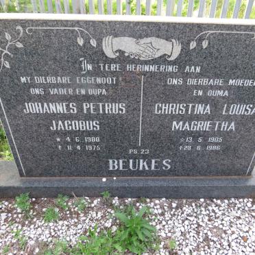 BEUKES Johannes Petrus Jacobus 1900-1975 &amp; Christina Louisa Magrietha 1905-1986