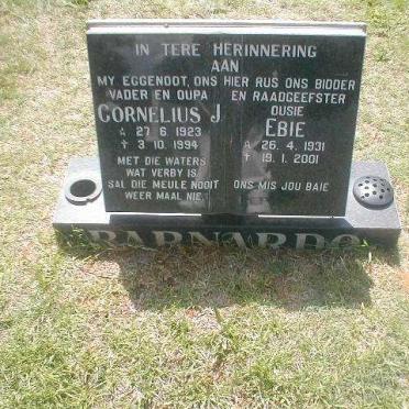 BERNARDO Cornelius 1923-1994 &amp; Ebie 1931-2001