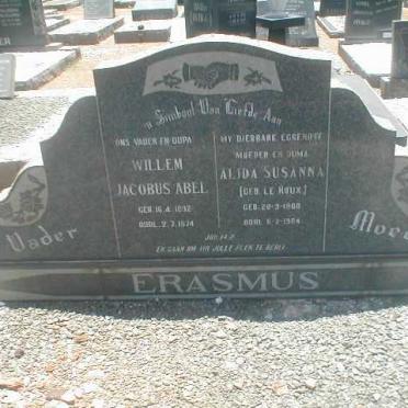 ERASMUS Willem Jacobus A. 1892-1974 &amp; Alida Susanna LE ROUX 1900-1964