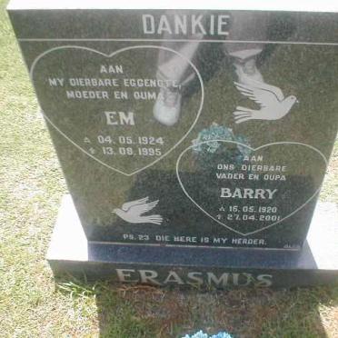 ERASMUS Barry 1920-2001 &amp; E.M. 1924-1995
