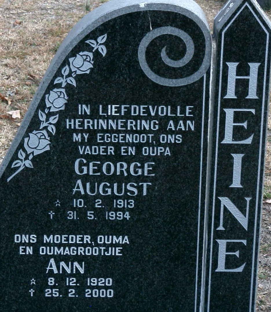 HEINE George August 1913-1994 &amp; Ann 1920-2000