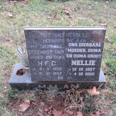 MALAN H.F.C. 1920-1995 &amp; Nellie 1927-2010