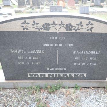NIEKERK Matthys Johannes, van 1903-1971 &amp; Maria Elizabeth 1906-1969