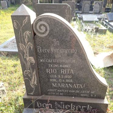 NIEKERK Rio Rita, van 1930-1968