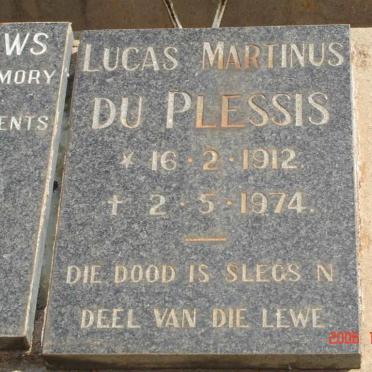 PLESSIS Lucas Martinus, du 1912-1974