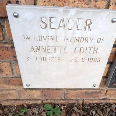 SEAGER Annette Edith 1918-1989