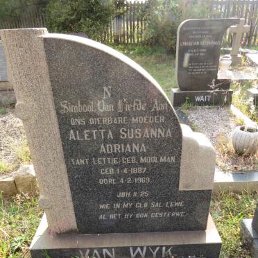 WYK Aletta Susanna Adriana, van, nee MOOLMAN 1887-1969