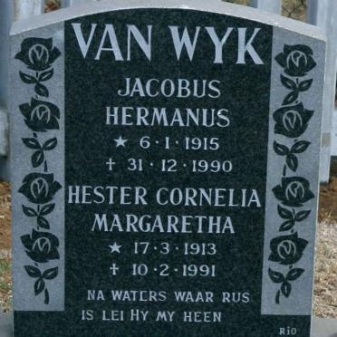 WYK Jacobus Hermanus, van 1915-1990 &amp; Hester Cornelia Margaretha 1913-1991