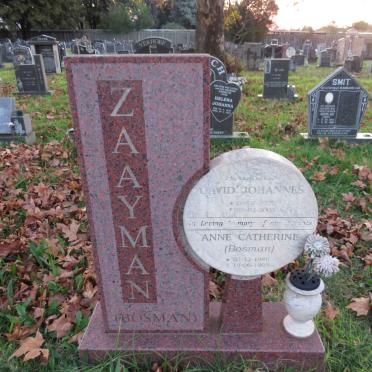 ZAAYMAN Andries David Johannes 1925-2003 & Anne Catherine BOSMAN 1940-1998