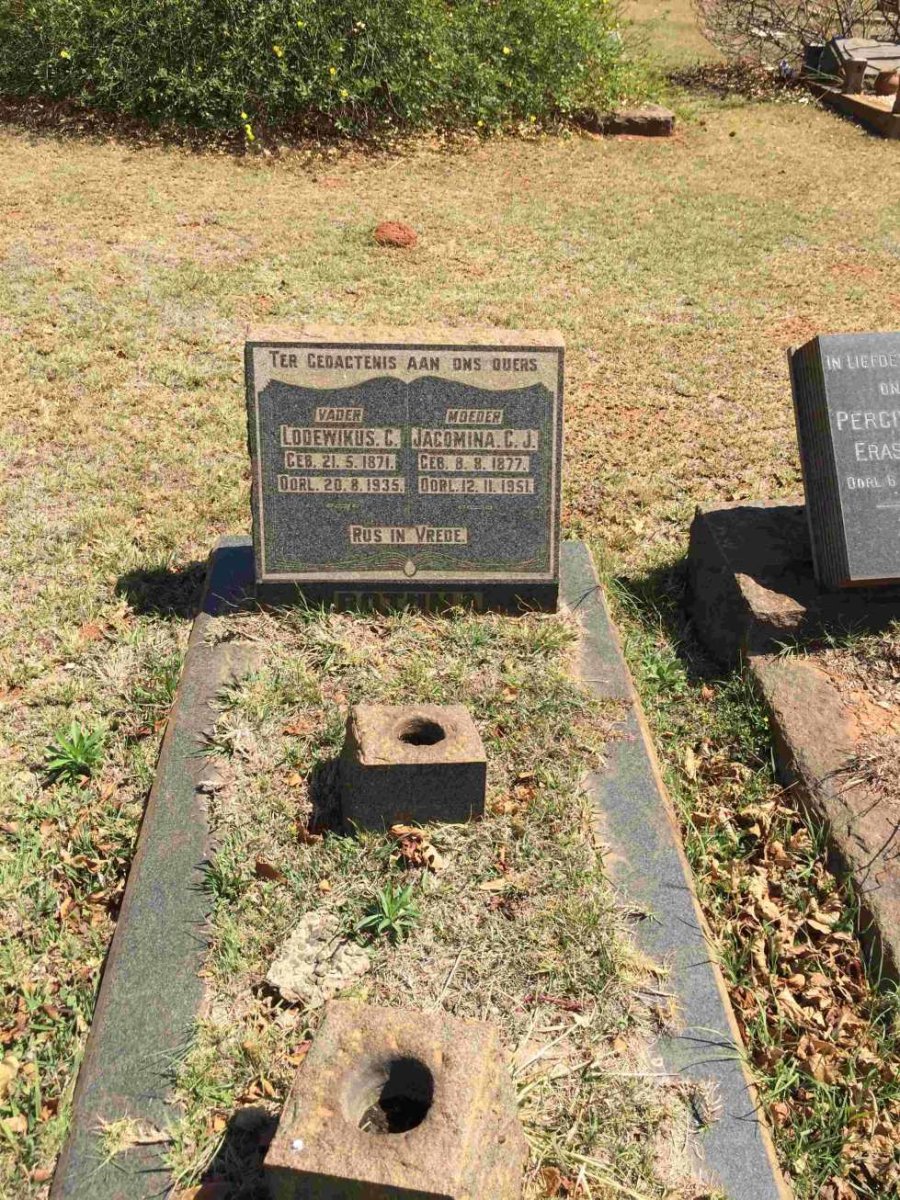BOTHMA Lodewikus C. 1871-1935 &amp; Jacomina C.J. 1877-1951