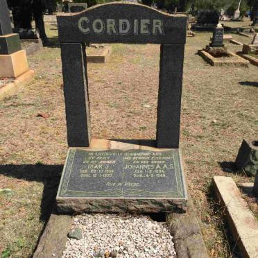 CORDIER Johannes A.A.S. 1894-1948 :: CORDIER Isak J. 1904-1930