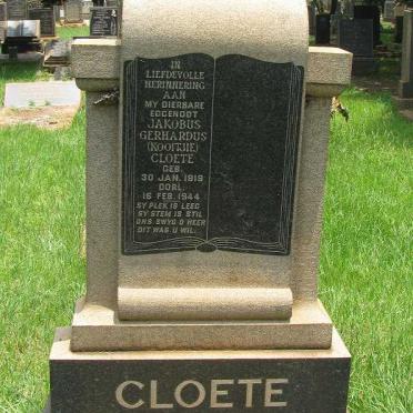 CLOETE Jakobus Gerhardus 1919-1944